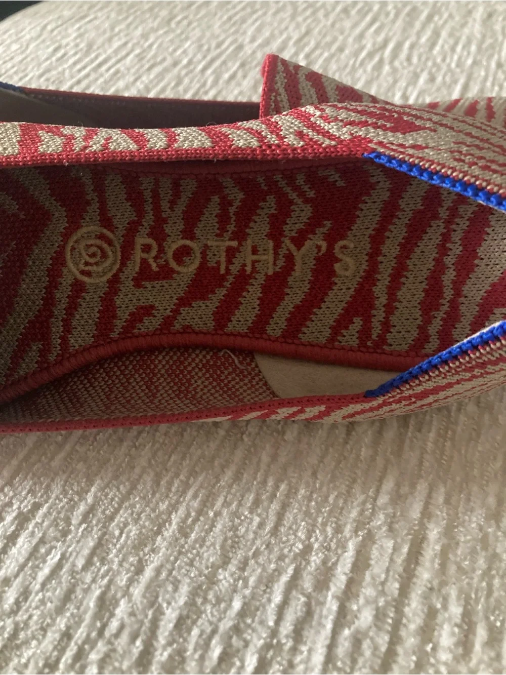 Rothy's Red and Cream Zebra-Print Slip-On Loafers